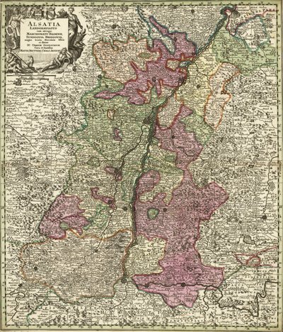 Map of Alsace, Baden, Sundgau and Breisgau by Georg Matthäus Seutter